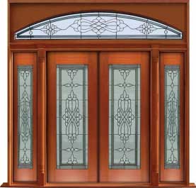 regent leadlight: single door + sidelight on right