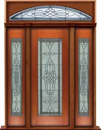 regent leadlight: single door + sidelight on right