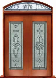 regent leadlight: single door + sidelight on right