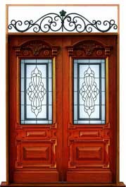 chateau leadlight: door in frame