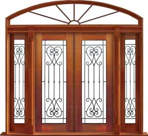 iron grille: double door + sidelight on right