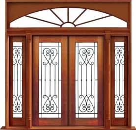 iron grille: double door + sidelight on right