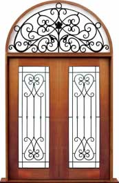 iron grille: double door + sidelight on right