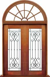 iron grille: double door + sidelight on right