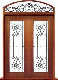 iron grille: double door + sidelight on right