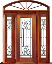 iron grille: double door + sidelight on right