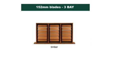 152 mm blades  1286 mm width timber  louvre: triple gallery